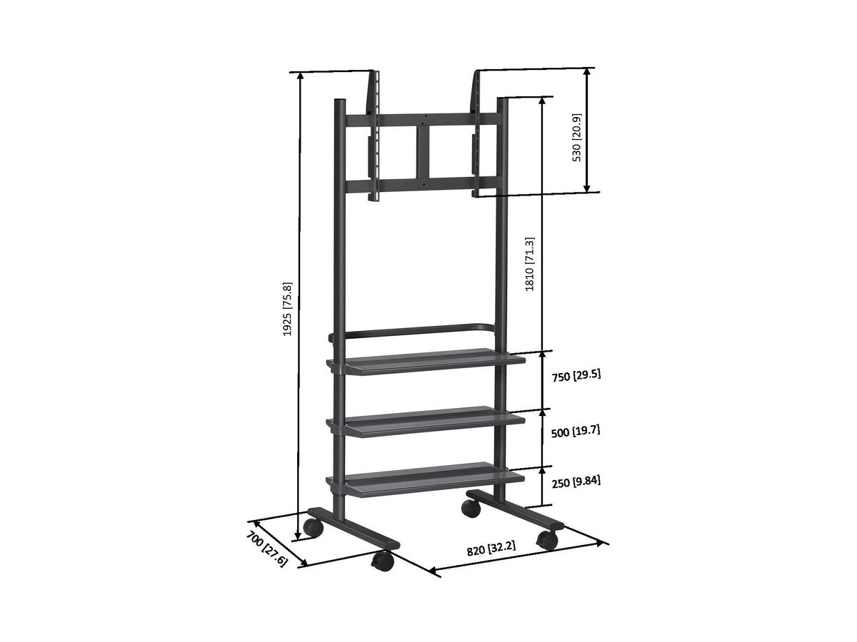 PB 175 - Display-Wagen 175 cm, Schwarz