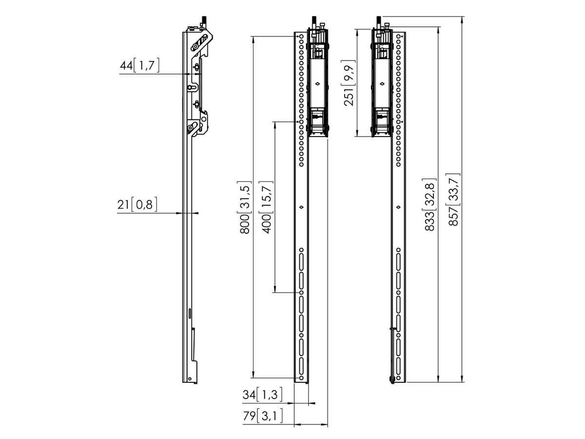 PFS 3508 - Bandes 3D réglabl. Interf. écran, 857 mm
