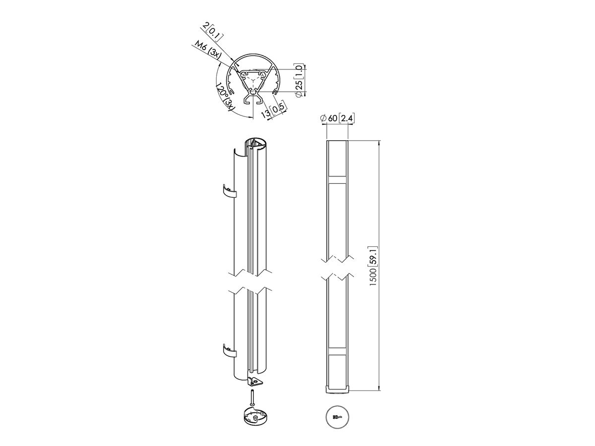 PUC 2415 - Deckenabhängungsprofil 150 cm, Silber