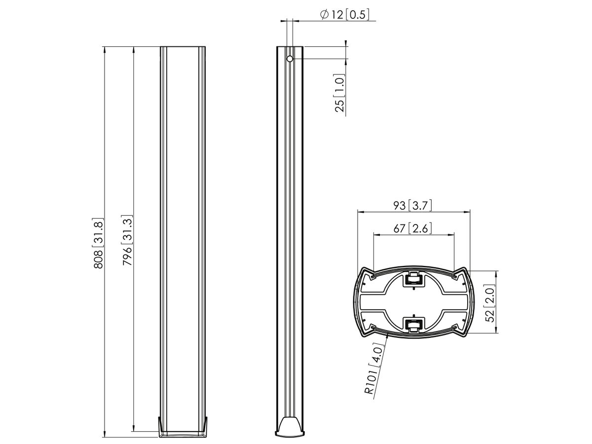 PUC 2508 - Deckenabhängungsprofil L 80 cm, Silber