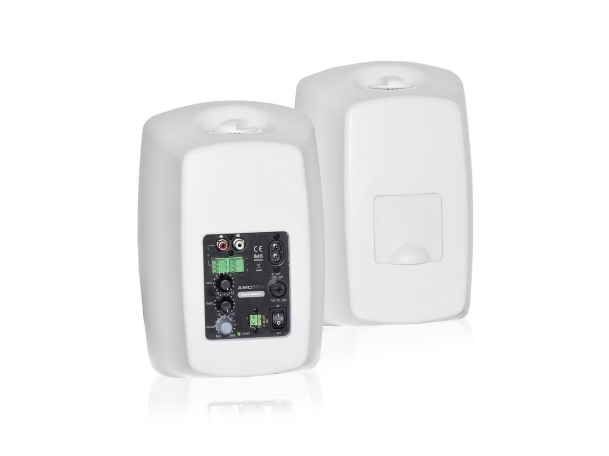 Power Box 51 blanc - AMC Set d'enceintes actives avec support