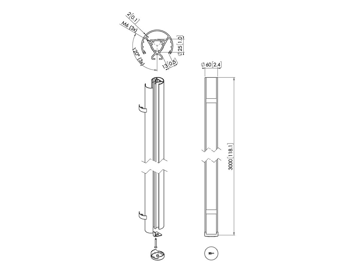 PUC 2430 - Deckenabhängungsprofil L 300 cm, Silber