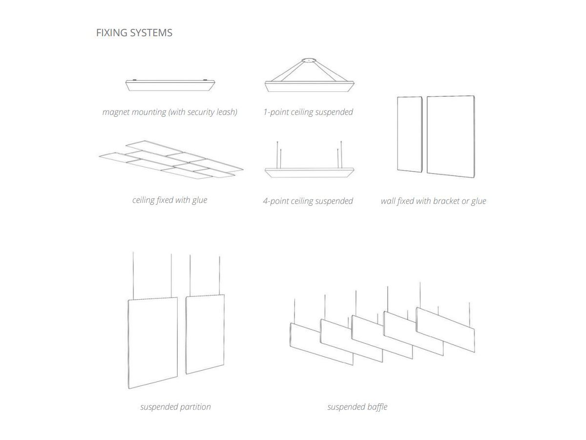SURFACE acoustic wall - fiber white - 60x120cm 4-point suspension