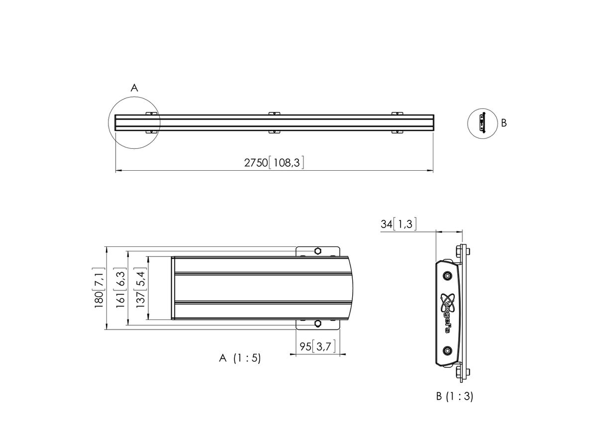 PFB 3427 - Display-Adapterbar 2765 mm, Schwarz
