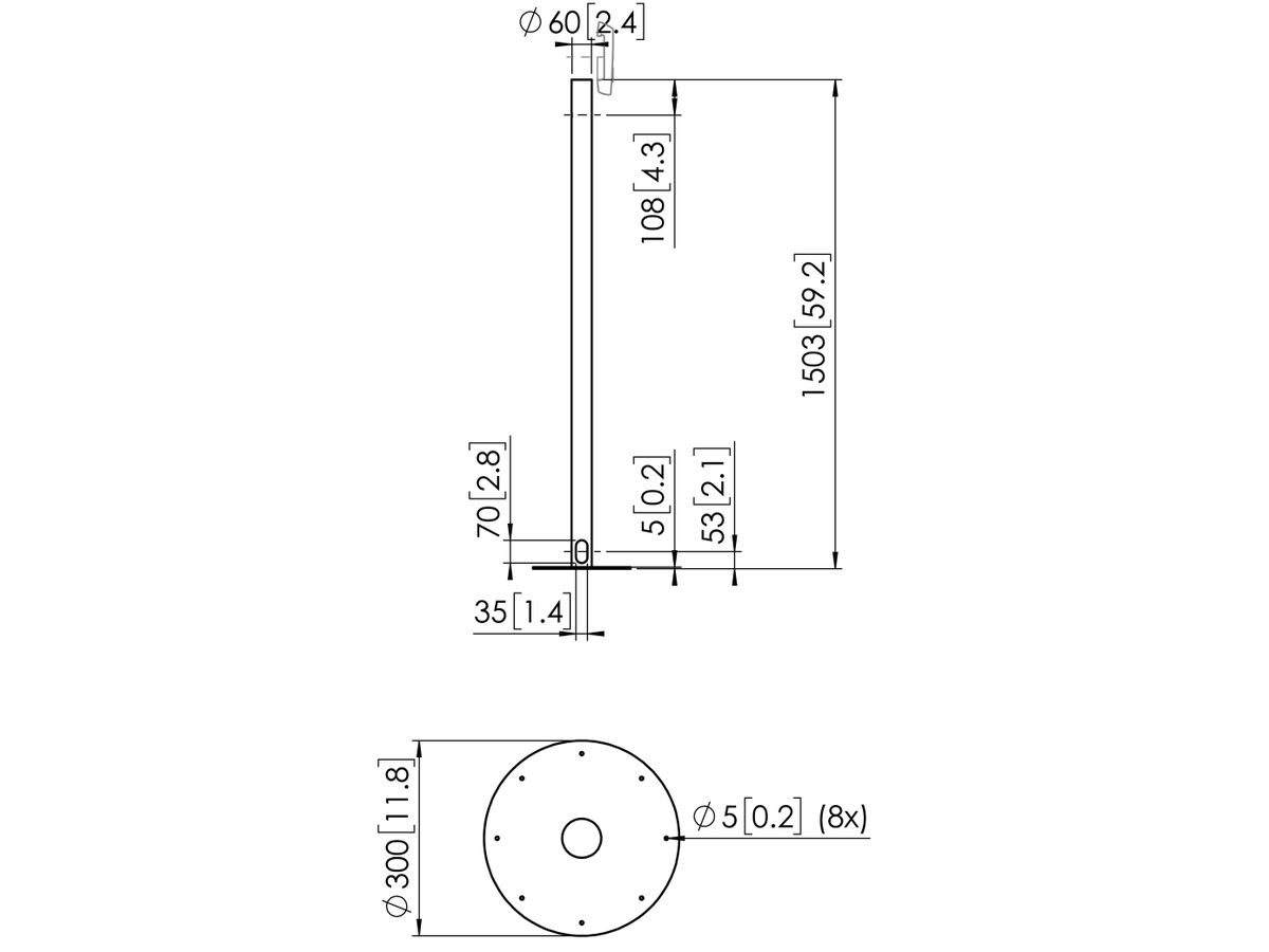 PFA 9155 - Pied de sol pour écran 160 cm, argent