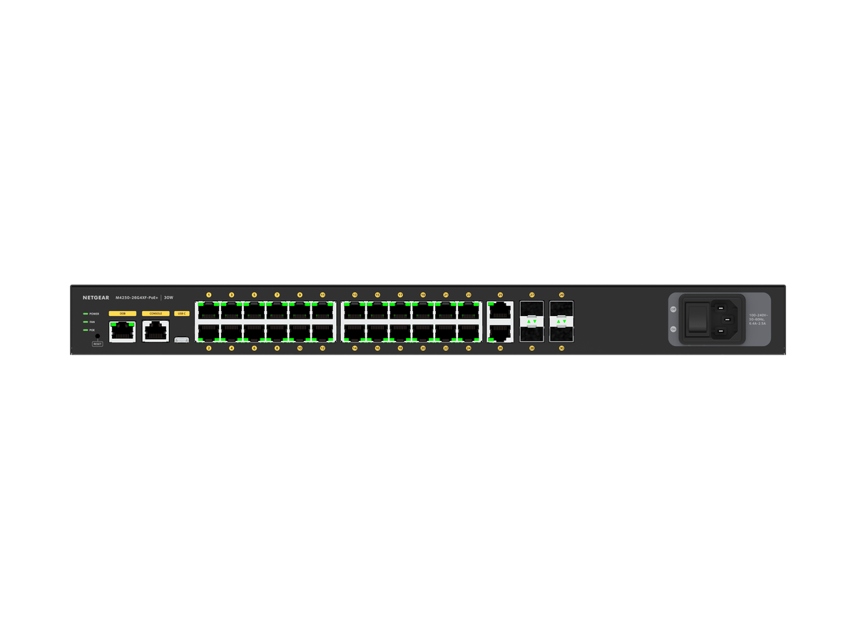 M4250-26G4F-PoE+ 26xRJ45+ 4xSFP Port - Network Switch 24x PoE, 300W