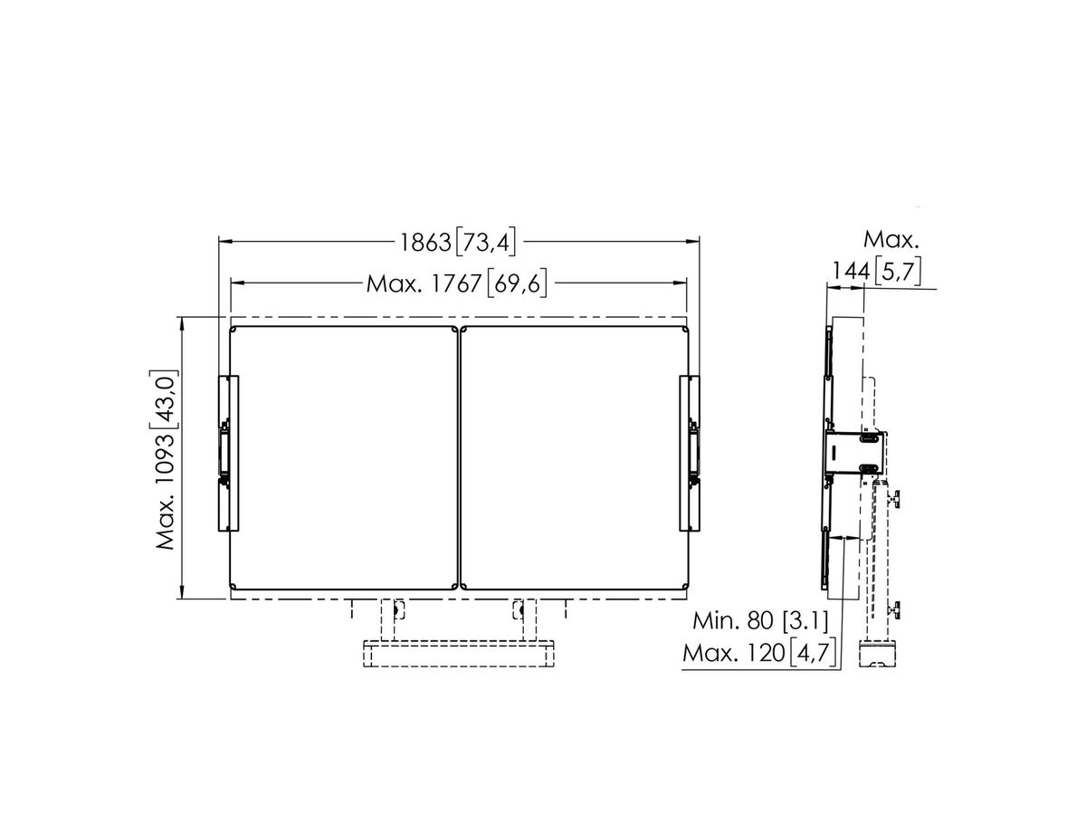 RISE A217 - Whiteboard-Set 75'' für RISE Wand